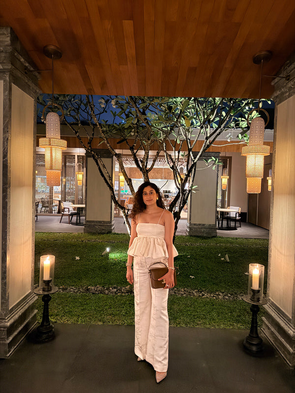 Women’s Ivory Jacquard Peplum Coord Set