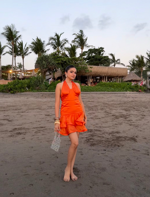 Thrilling love Halterneck Ruffled Mini Dress