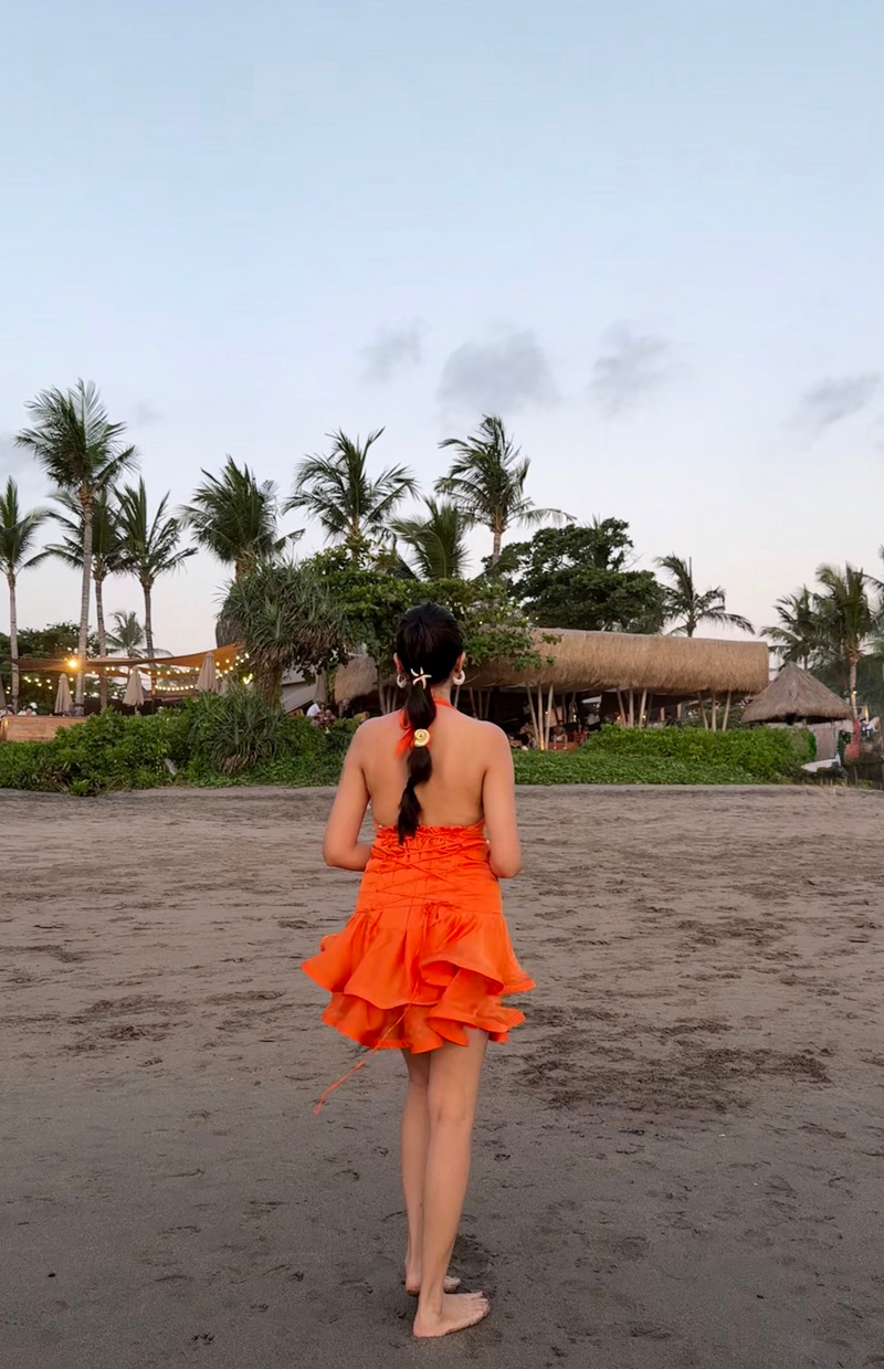 Thrilling love Halterneck Ruffled Mini Dress