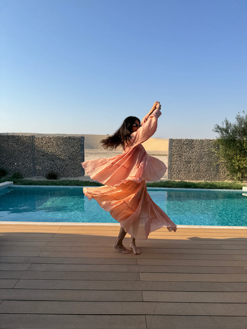 PEACH CREPE GATHERED CO-ORD