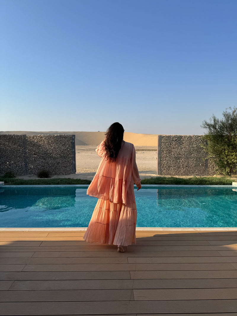 PEACH CREPE GATHERED CO-ORD