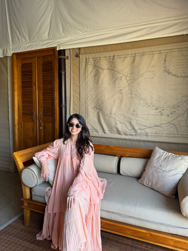 PEACH CREPE GATHERED CO-ORD