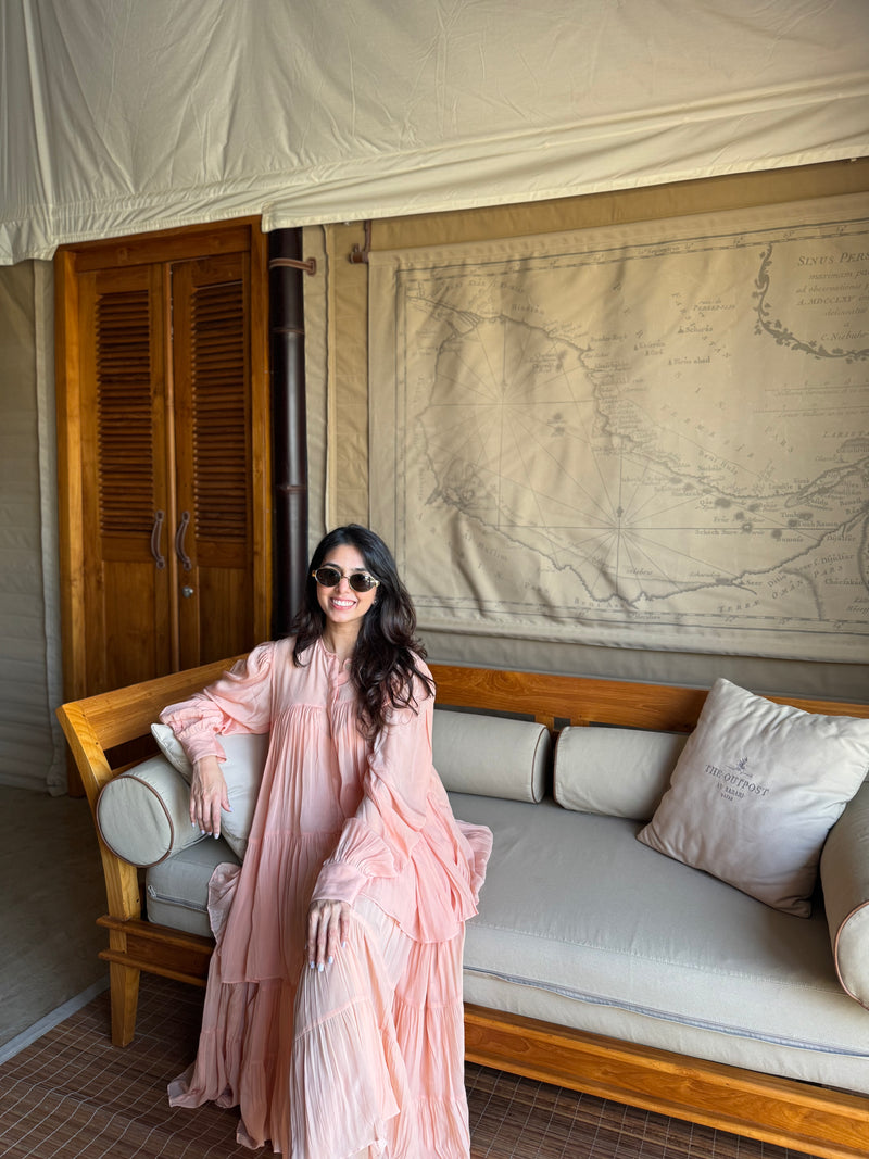 PEACH CREPE GATHERED CO-ORD