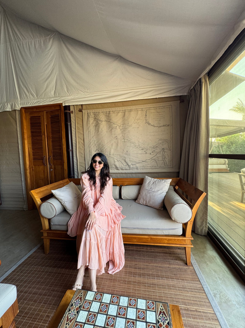 PEACH CREPE GATHERED CO-ORD