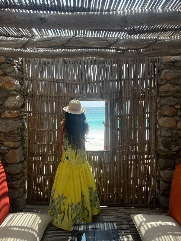 STRAPPED COLOUMN LONG DRESS