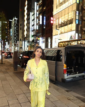 PRINTED SATIN CO-ORD WITH TIE