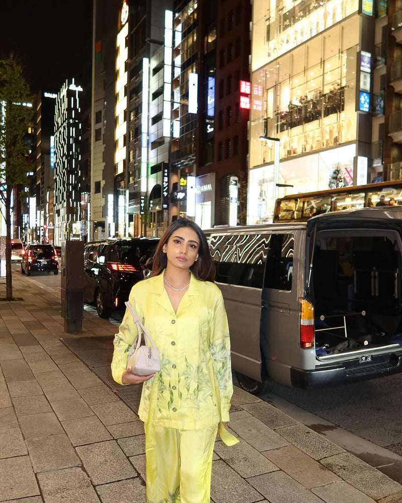 PRINTED SATIN CO-ORD WITH TIE