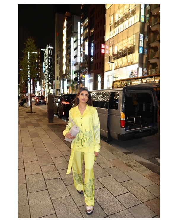 PRINTED SATIN CO-ORD WITH TIE