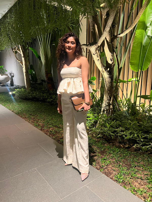 Women’s Ivory Jacquard Peplum Coord Set