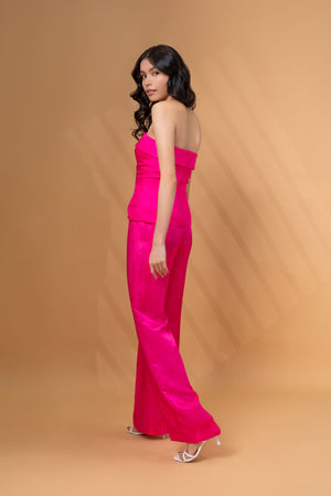 Linen Tube Top With Straight Pants Co-ord