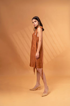 V-neck Linen Mini Dress