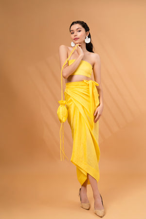 Whimsical Yellow Satin Bag