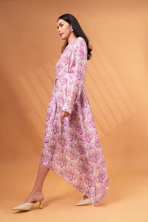Linen High Low Midi Dress With Belt