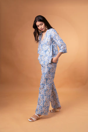 Linen Wrap Top And Straight Pants Co-ord