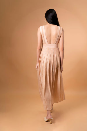 Linen Midi Pleated Dress