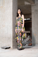 Multicolour Printed Strap Top And Pant Set