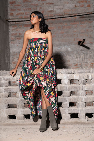 Boho Beauty Pleated Bust Long Dress