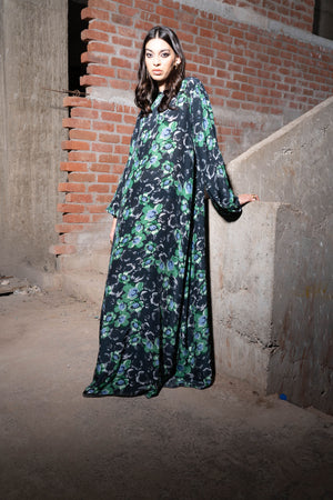 Palm Dreams Balloon Sleeve Long Dress