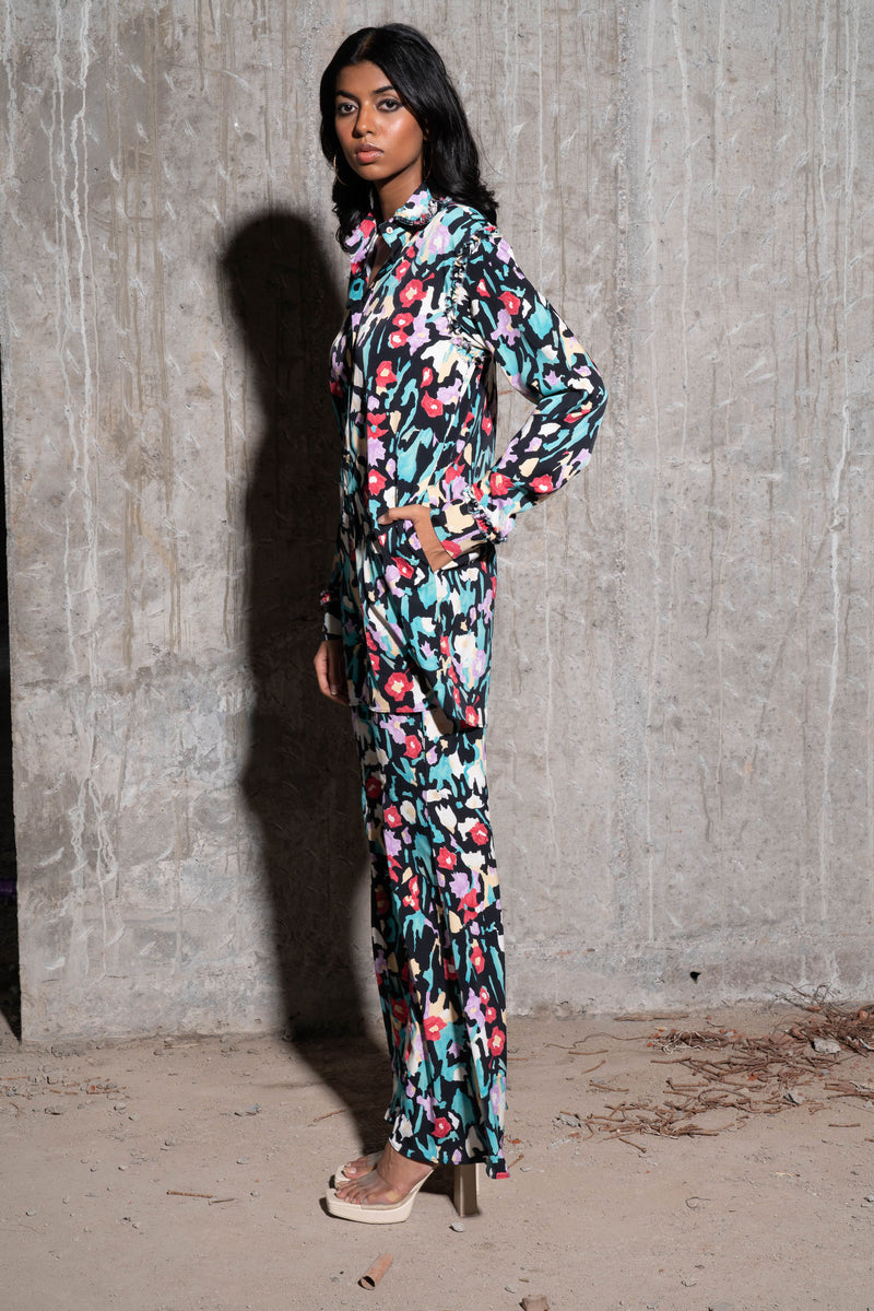 Multicolour Printed Shirt And Trouser Co Ord Set