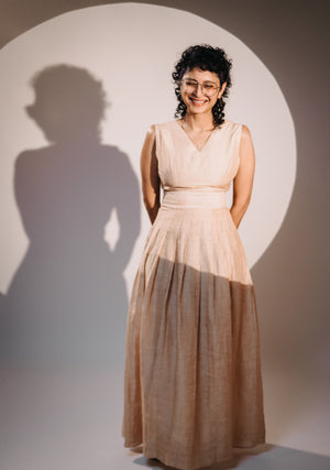 Linen Midi Pleated Dress