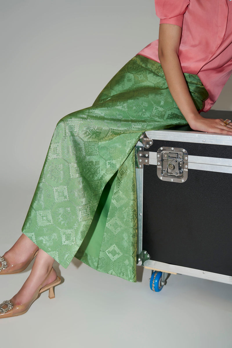 Satin Pink Top And Patlo Skirt