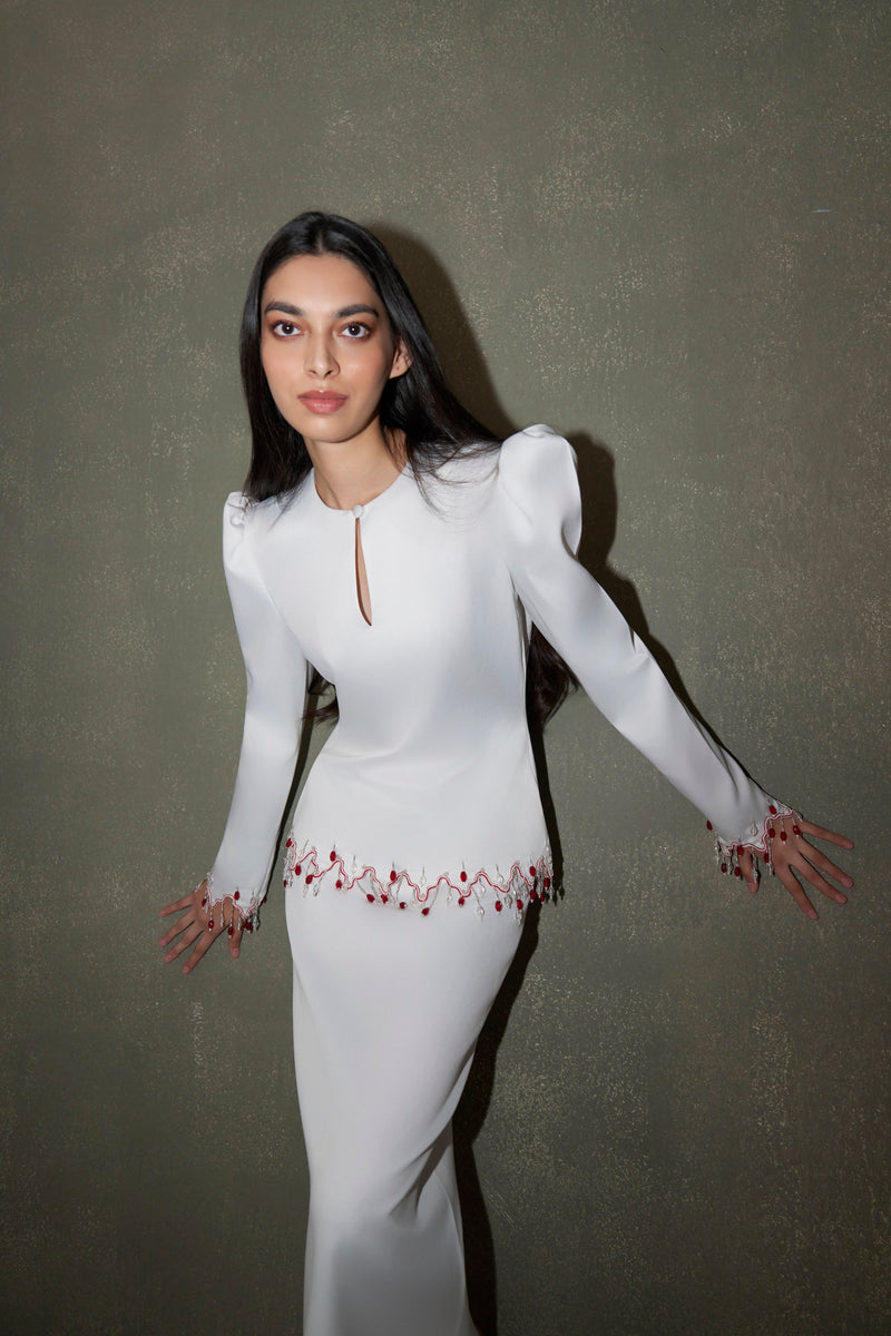 White embellished co-ord