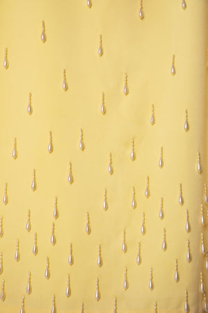 BUTTER YELLOW EMBELLISHED ROUND NECK WOMEN'S DRESS