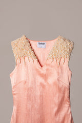 PEACH WOMEN'S MINI DRESS WITH EMBELLISHMENTS