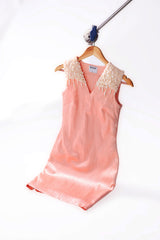 PEACH WOMEN'S MINI DRESS WITH EMBELLISHMENTS