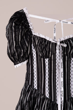 BLACK STRIPED CORSET STYLE MINI DRESS