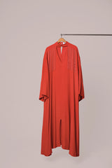 RED KAFTAN STYLE DRESS WITH EMBELLISHMENTS