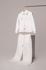 Textured White Denim Men's Jacket