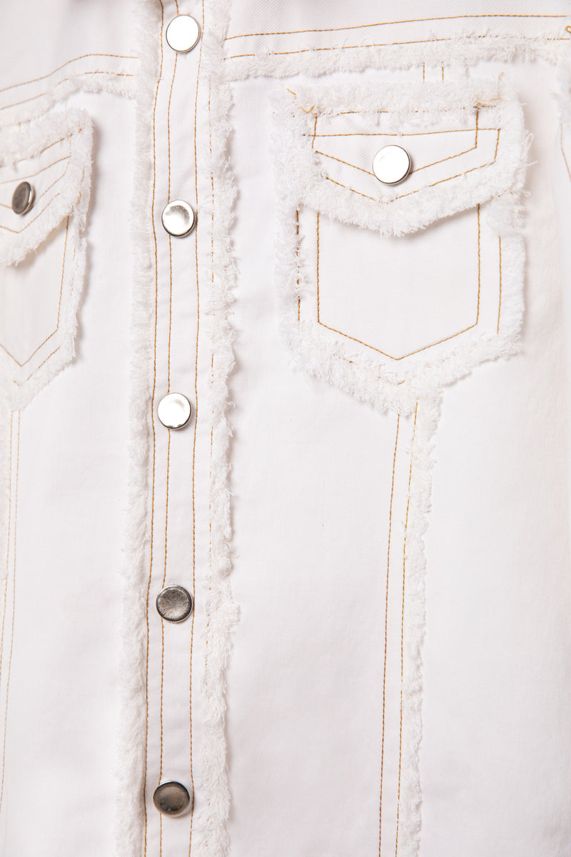 Textured White Denim Men's Jacket