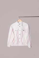 Embellished Men's White Denim Jacket