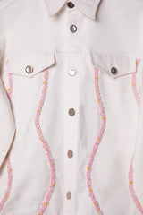 Embellished Men's White Denim Co-ord