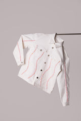 Embellished Men's White Denim Jacket