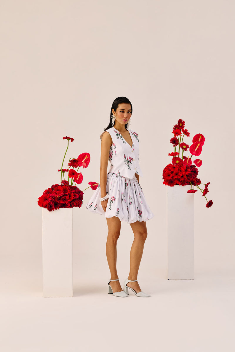 White Floral Printed Vest Top