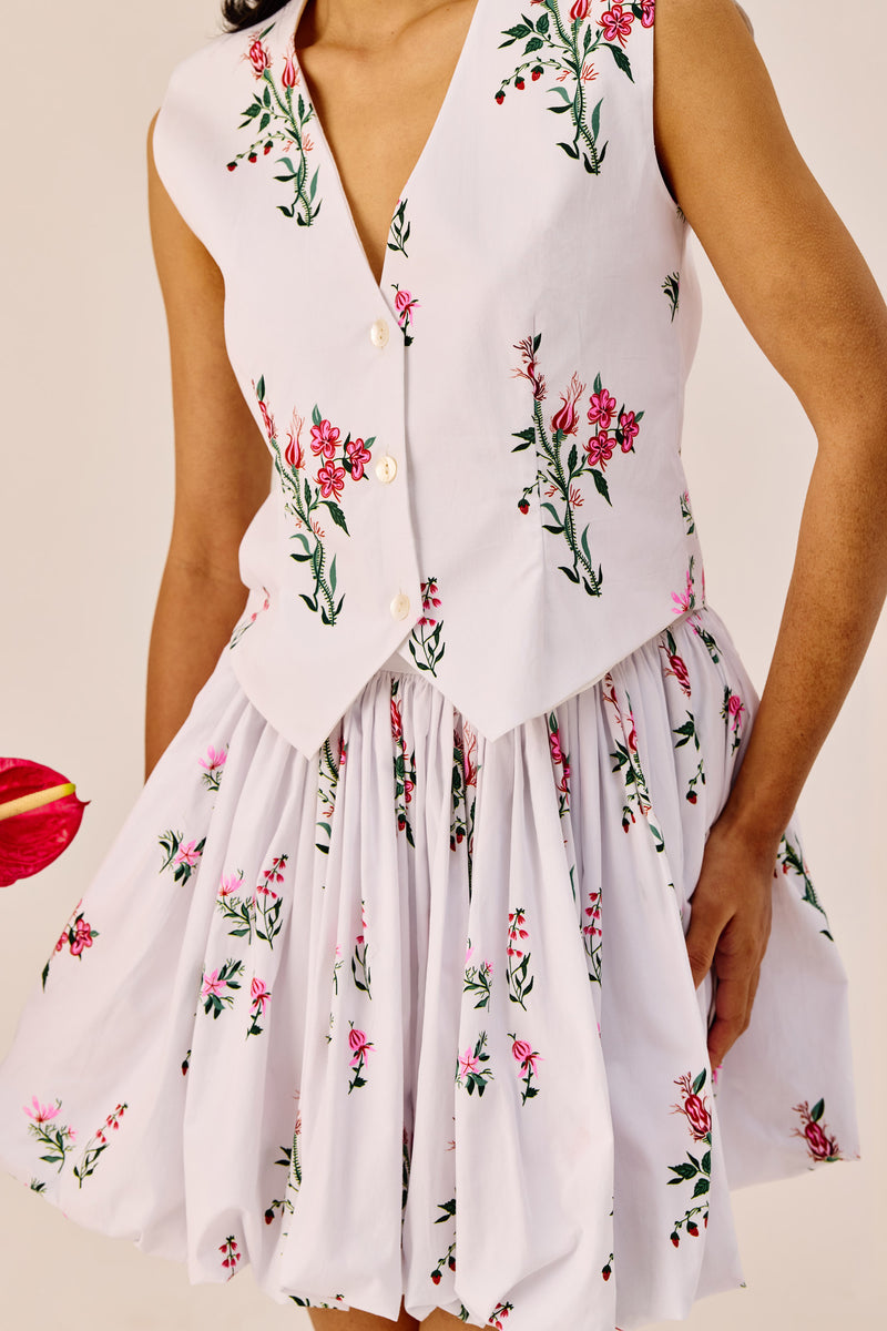 White Floral Printed Vest Top