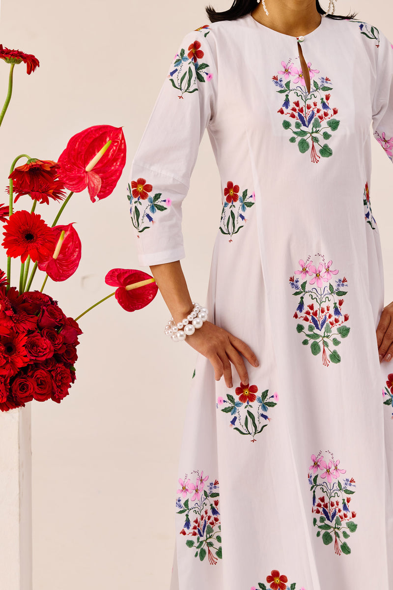 White Garden Embroidered Maxi Dress