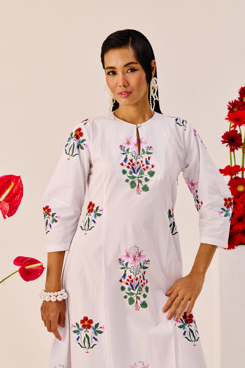 White Garden Embroidered Maxi Dress