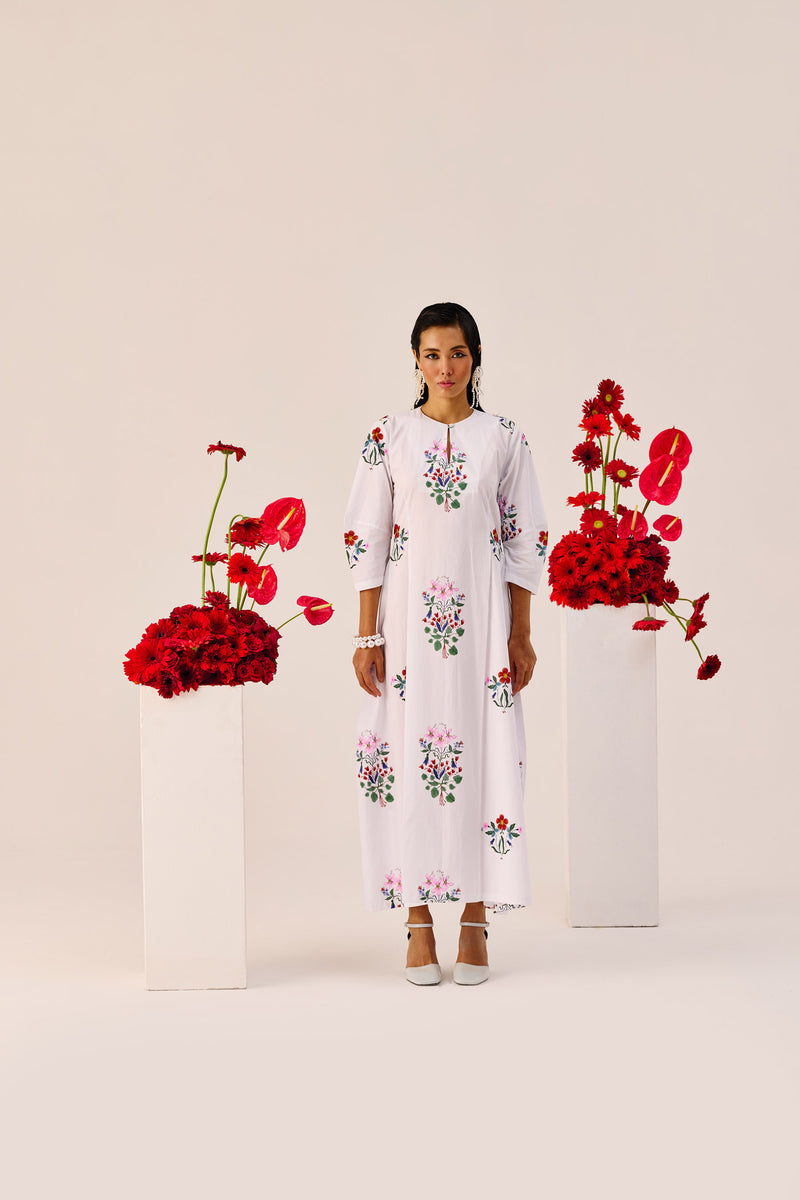 White Garden Embroidered Maxi Dress