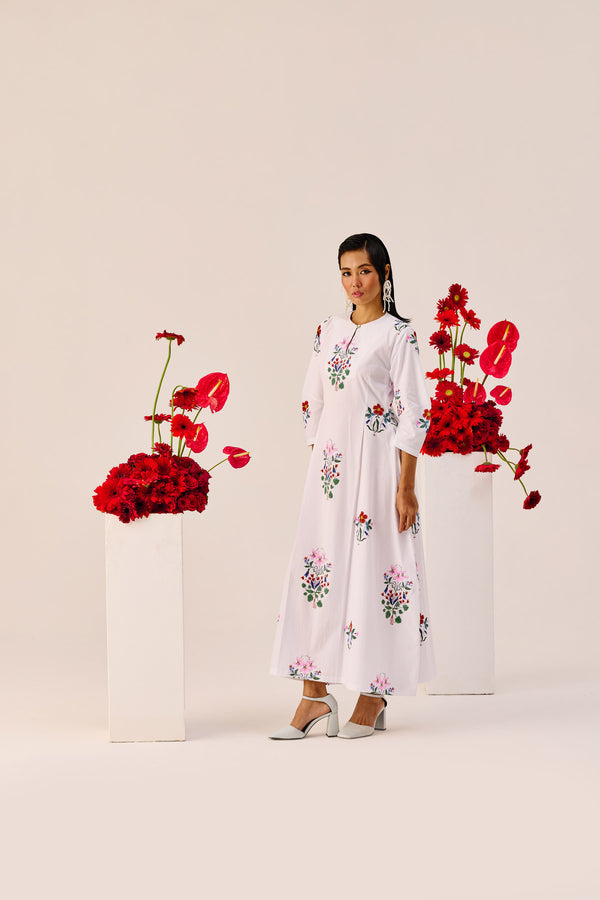 White Garden Embroidered Maxi Dress