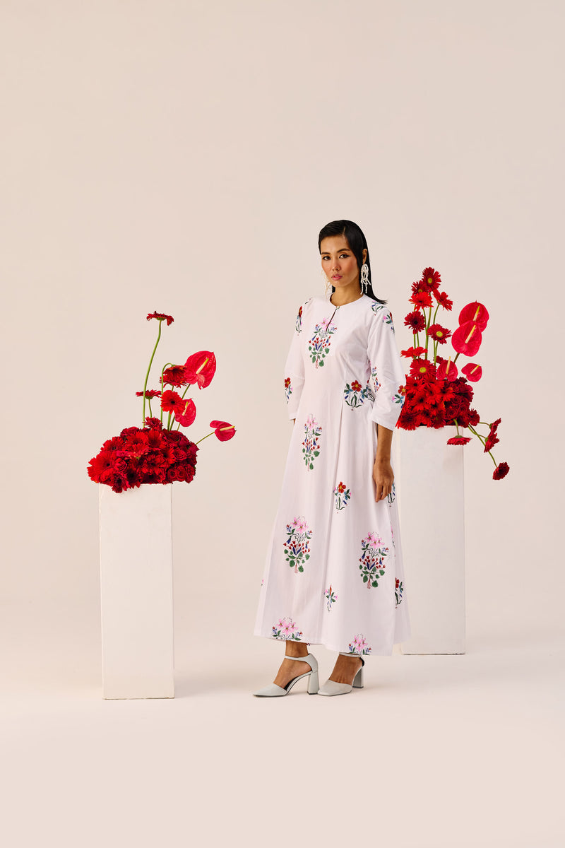 White Garden Embroidered Maxi Dress