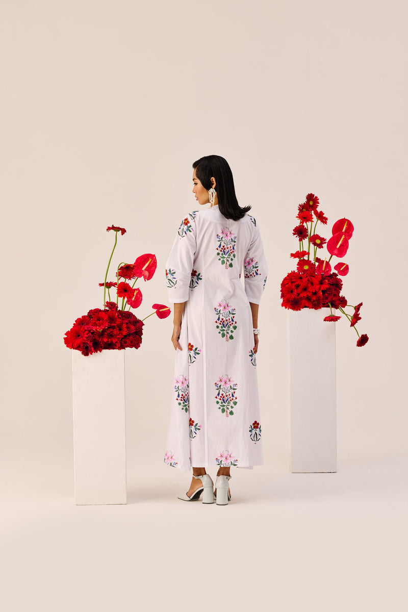 White Garden Embroidered Maxi Dress