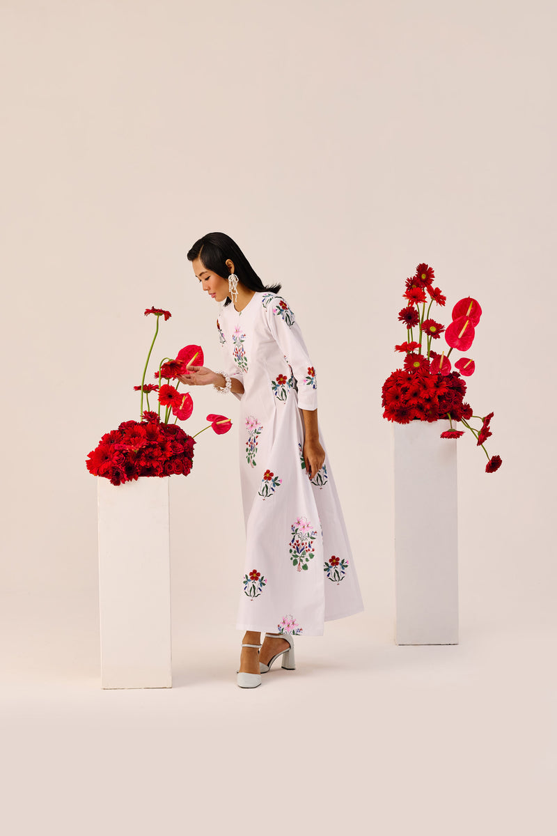 White Garden Embroidered Maxi Dress