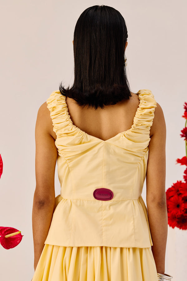 Yellow Ruffle Sleeveless Top