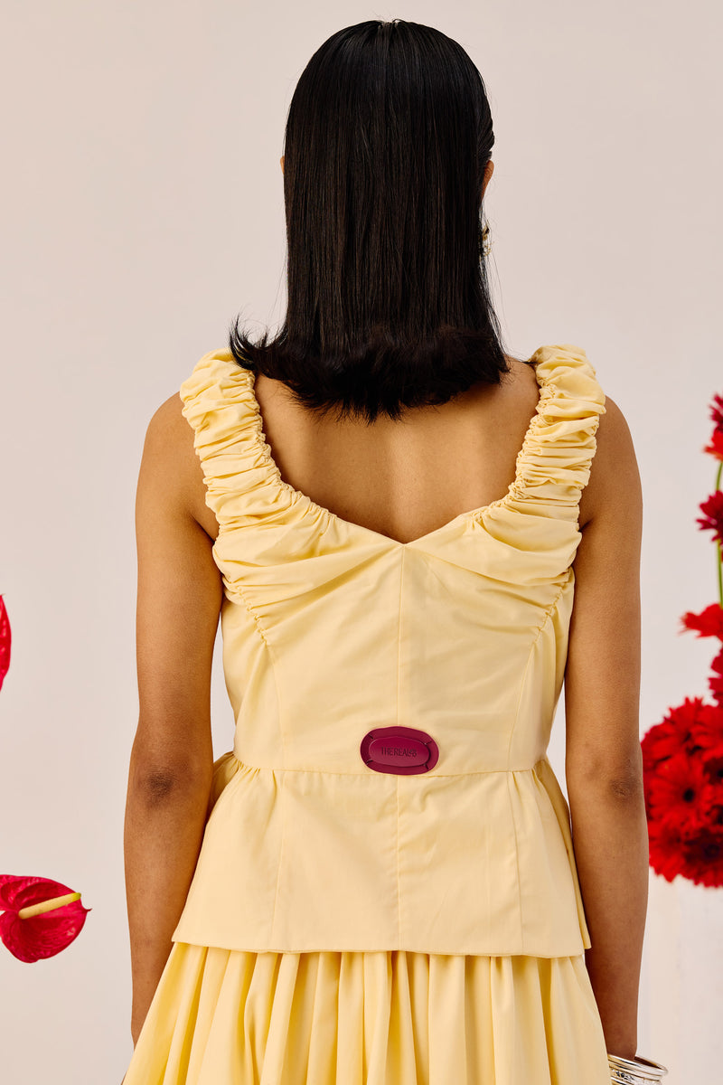 Yellow Ruffle Sleeveless Top