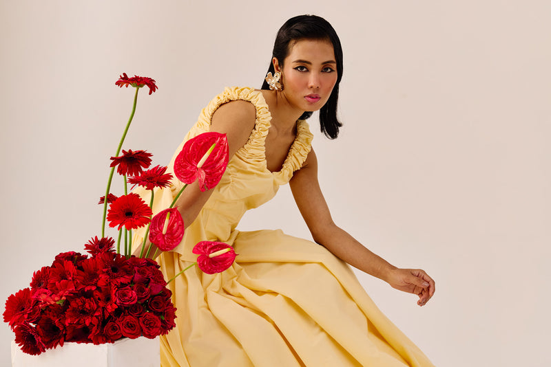 Yellow Ruffle Sleeveless Top