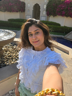 Victorian-Inspired White Ruffled Lace Top