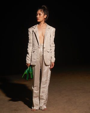 Jacquard Satin Pant Suit For Women